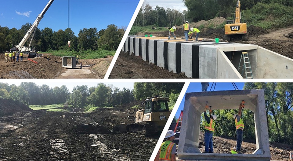 Collage of construction photos for Loch Leven